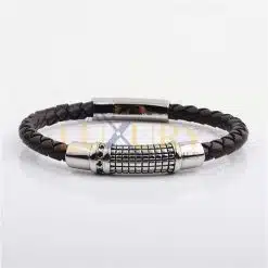 Stainless Steel Clasp With Real Cow Leather Bracelet Dark Brown