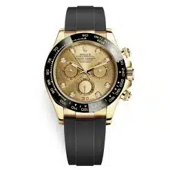 Rolex Cosmograph Daytona 116518LN Champagne Diamond Dial Oysterflex Yellow Gold Mens Watch