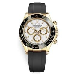 Rolex Cosmograph Daytona 116518LN White Dial Oysterflex Yellow Gold Mens Watch