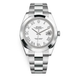 126300-0015 White Roman Oyster Rolex Datejust 41mm Stainless Steel Mens Watch
