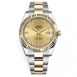 Rolex Datejust 126333 Champagne Diamond Oyster 41mm Steel and Yellow Gold Mens Watch