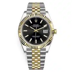 Rolex Datejust 126333-0014 Black Index Jubilee 41mm Steel and Yellow Gold Mens Watch