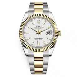 Rolex Datejust 126333 White Index Oyster 41mm Steel and Yellow Gold Mens Watch
