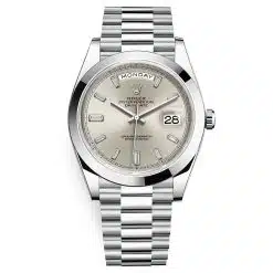 Rolex 228206 Day-Date Silver Baguette 40mm Platinum Men's Watch