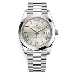 Rolex Day-Date 228206 Silver Quadrant Roman 40mm Platinum Men's Watch
