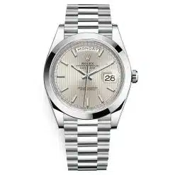 Rolex Day-Date 228206 Silver Index 40mm Platinum Men's Watch