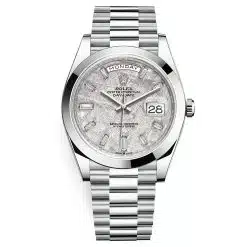 Rolex 228206 Day-Date Meteorite Baguette 40mm Platinum Men's Watch