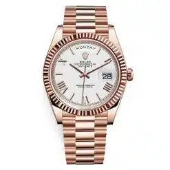 Rolex Day-Date 228235-0032 White Roman 40mm Everose Gold Watch