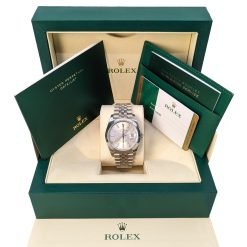 Alternative view of Rolex Datejust 126300-0004 Silver Index Jubilee 41mm Stainless Steel Watch