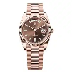 Rolex Day-Date 228235-0003 Chocolate Baguette Index 40mm Everose Gold Watch