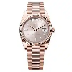 Rolex Day-Date 228235-0004 Sundust Baguette Dial 40mm Everose Gold Mens Watch