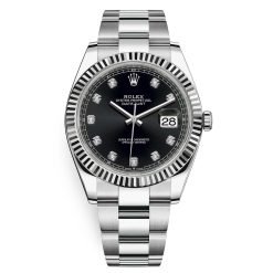 Rolex Datejust 126334-0011 Black Diamond Oyster 41mm Stainless Steel Mens Watch