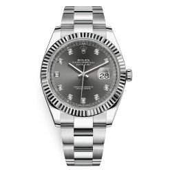 Rolex Datejust 126334-0005 Dark Rhodium Diamond Oyster 41mm Stainless Steel Mens Watch