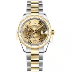 Rolex 178343 Steel and Yellow Gold Datejust Floral Motif Dial Watch