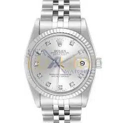 Rolex Datejust 68274 31mm Silver Dial With Diamonds 18k White Gold And And Stainless Steel Watch