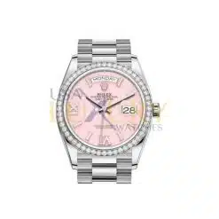 Rolex Day-Date 128239 18K White Gold President Diamond Bezel Pink Opal Diamond Dial