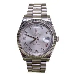 Rolex Day-date II 218239 Fluted Bezel Rhodium Roman Dial 41mm Watch