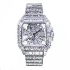 Cartier Santos Skeleton Full Baguette Diamonds Watch