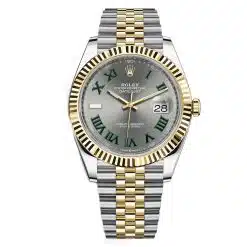 Rolex 126333 Datejust Steel And Yellow Gold Fluted Bezel Green Roman Dial Jubilee Watch