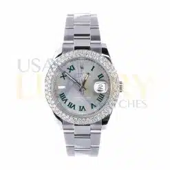 Rolex 126300 Datejust Wimbledon 41mm Aftermarket Diamond Bezel Watch