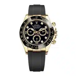 Rolex Cosmograph Daytona 116518LN Black Diamond Dial Oysterflex Yellow Gold Men's Watch