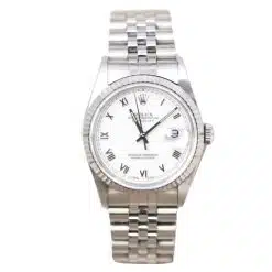 Rolex 16234 Datejust White Roman Stainless Steel Jubilee Bracelet Watch