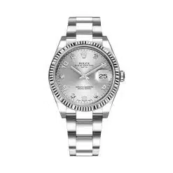 Rolex 115234-0012 Oyster Perpetual Silver Diamonds Dial