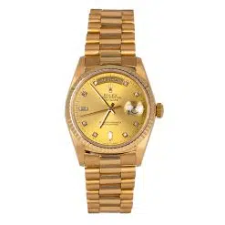 Rolex 36mm 18038 Day-Date 18K Yellow Gold Champagne Diamond Dial Watch