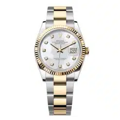 Rolex Datejust 126233-0024 Mother-of-Pearl Set with Diamonds Dial 36mm Fluted Bezel Two-Tone Oyster Bracelet Watch
