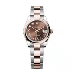 Rolex Datejust 278241-0003 Chocolate Roman Set with Diamonds Dial Domed Bezel Oyster Bracelet Two-Toned Everose Gold Watch