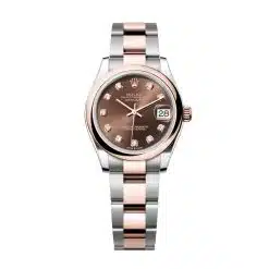 Rolex Datejust 278241-0027 Chocolate Set with Diamonds Dial Domed Bezel Oyster Bracelet Two-Toned Everose Gold Watch