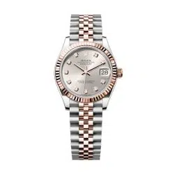 Rolex Datejust 278271-0016 Silver Set with Diamonds 31mm Dial Fluted Bezel Jubilee Bracelet 18k Everose Gold and Stainless Steel Watch