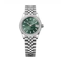 Rolex Datejust 278384RBR-0022 Mint Green Dial 31mm Diamond-Set Bezel Jubilee Bracelet