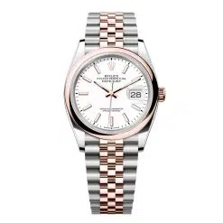Rolex Datejust 126201-0017 White 36mm Dial Domed Bezel Jubilee Bracelet Everose Gold and Oystersteel Watch