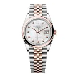 Rolex Datejust 126201-0021 Mother-of-Pearl Set with Diamonds 36mm Dial Domed Bezel Jubilee Bracelet Everose Gold and Oystersteel Watch