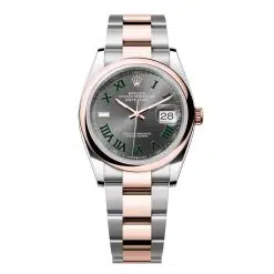 Rolex Datejust 126201-0030 Slate Roman Numeral 36mm Dial Domed Bezel Oyster Bracelet Everose Gold and Oystersteel Watch