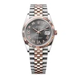 Rolex Datejust 126231-0023 Slate Roman Numeral Set with Diamonds 36mm Dial Fluted Bezel Jubilee Bracelet Oystersteel and Everose gold Watch