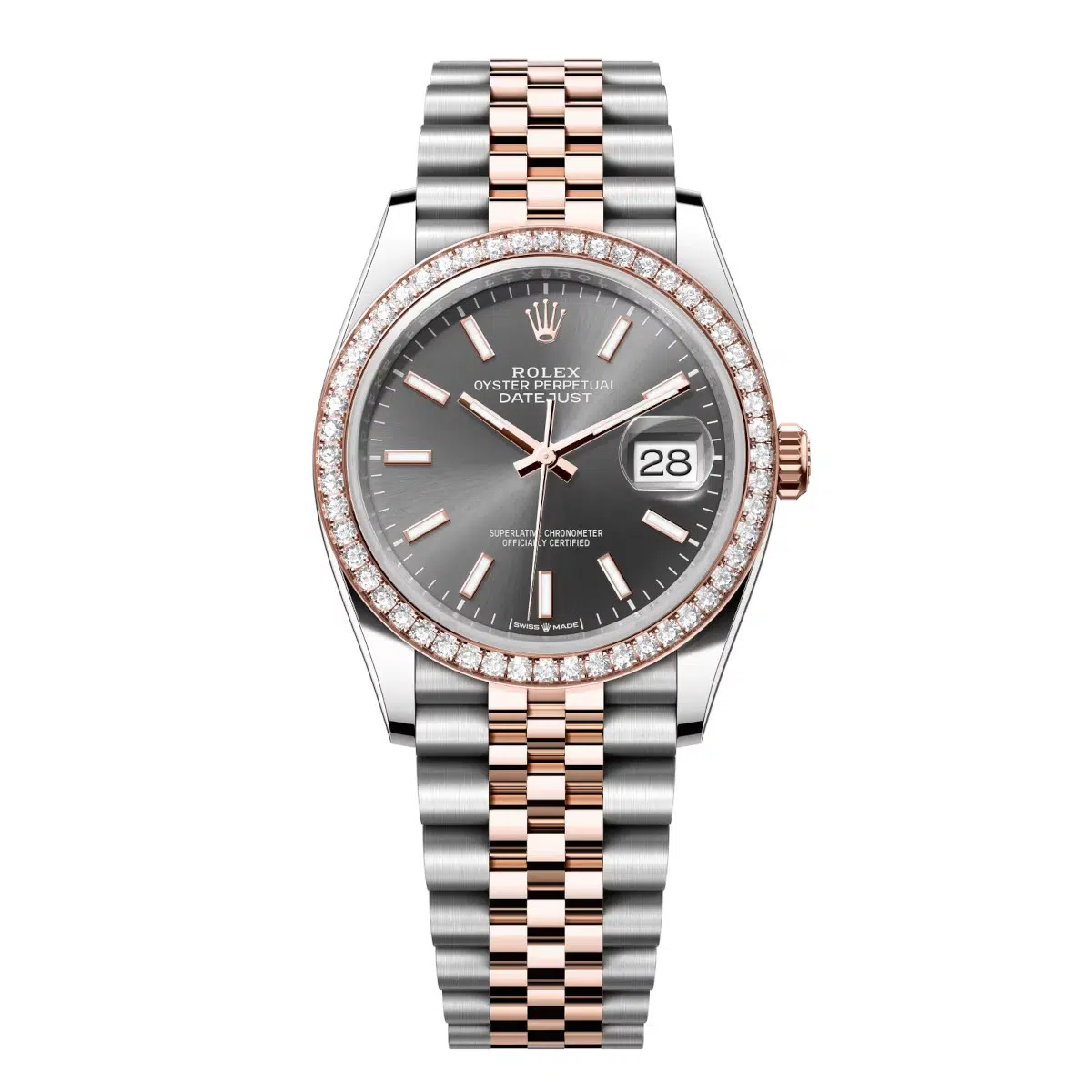 Rolex Datejust 126281RBR-0001 Slate 36mm Dial Diamond Set Bezel Jubilee Bracelet Watch