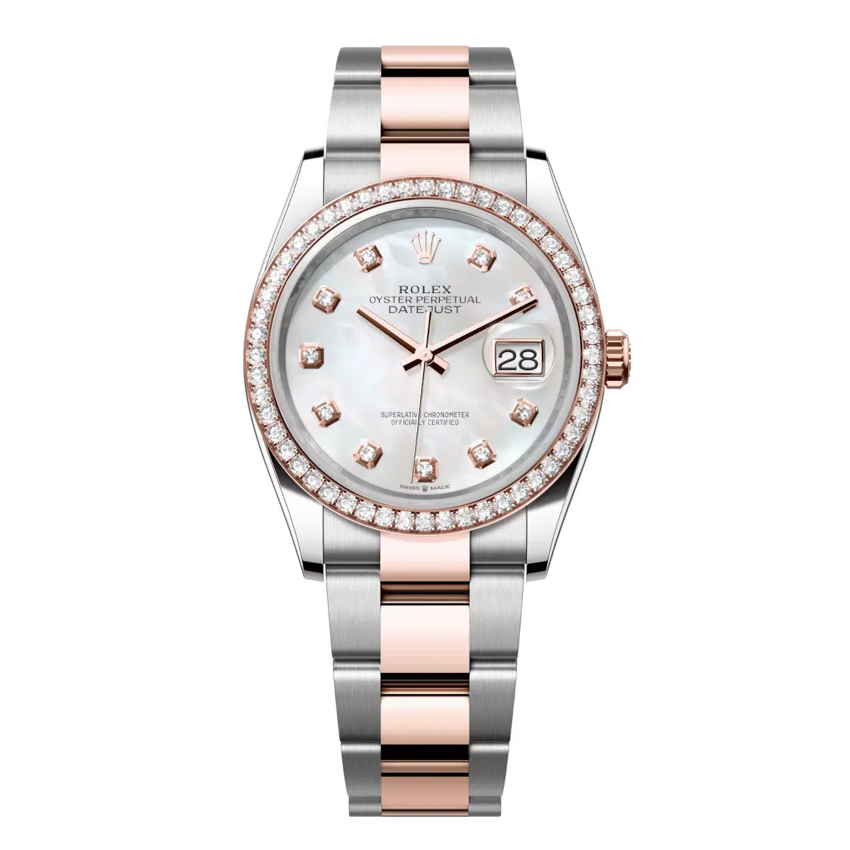 Rolex Datejust 126281RBR-0010 Mother-of-Pearl Set with Diamonds 36mm Dial Diamond Set Bezel Oyster Bracelet Watch