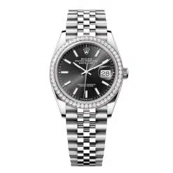 Rolex Datejust 126284RBR-0007 Black Dial 36mm Diamond Set Bezel Jubilee Bracelet Watch