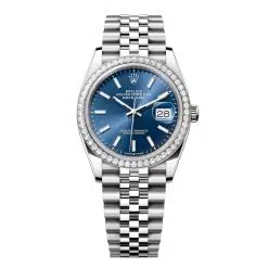 Rolex Datejust 126284RBR-0009 Bright Blue Dial 36mm Diamond Set Bezel Jubilee Bracelet Watch