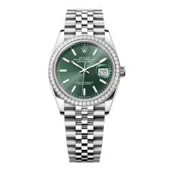 Rolex Datejust 126284RBR-0043 Green Dial 36mm Diamond Set Bezel Jubilee Bracelet Watch