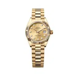 Rolex Lady Datejust 279178-0017 Champagne Set with Diamonds Dial 28mm Fluted Bezel President Bracelet Watch