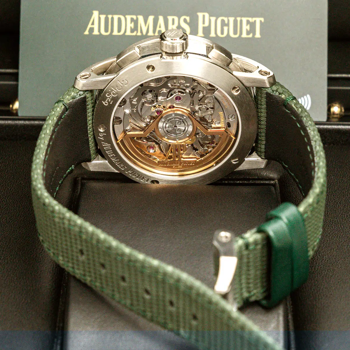 Audemars Piguet 26393ST.OO.A056KB.01 Code 11.59 Green Dial Green Rubber Strap Watch - Image 5