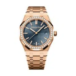 Audemars Piguet 77451OR.ZZ.1361OR.04 Royal Oak “Bleu nuit nuage 50” with “Grande Tapisserie” Pattern 34mm Dial 18-Carat Pink Gold Bracelet Watch