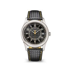 Patek Philippe 6007G-001 Calatrava Ebony Black "Carbon" Motif Dial Black "Carbon" Calfskin Leather Strap