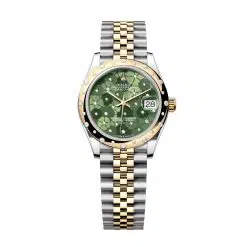Rolex Datejust 278343RBR-0032 Olive Green Floral Motif Set with Diamonds 31mm Dial Stainless Steel and Yellow Gold Jubilee Bracelet Watch