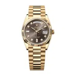 Rolex Day-Date 128238-0022 Dark Grey Diamonds Dial Yellow Gold Bracelet