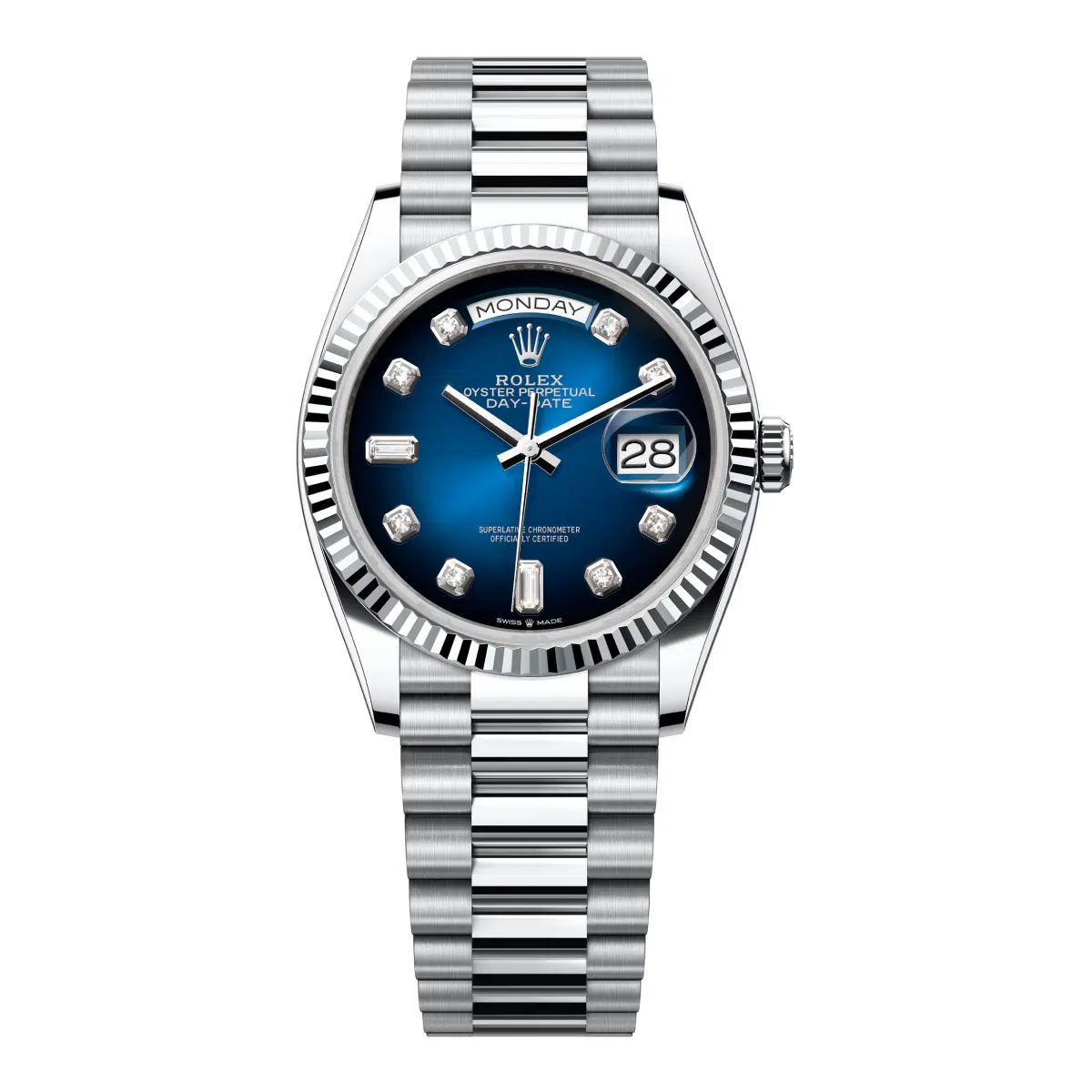 Rolex Day-Date 128236-0005 Blue ombré Diamond Dial