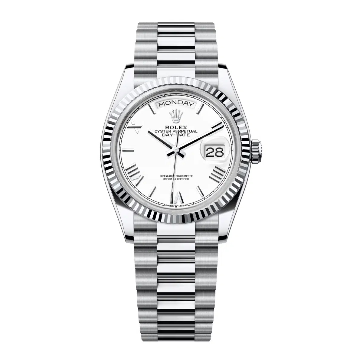 Rolex Day-Date 128236-0017 White Roman Dial